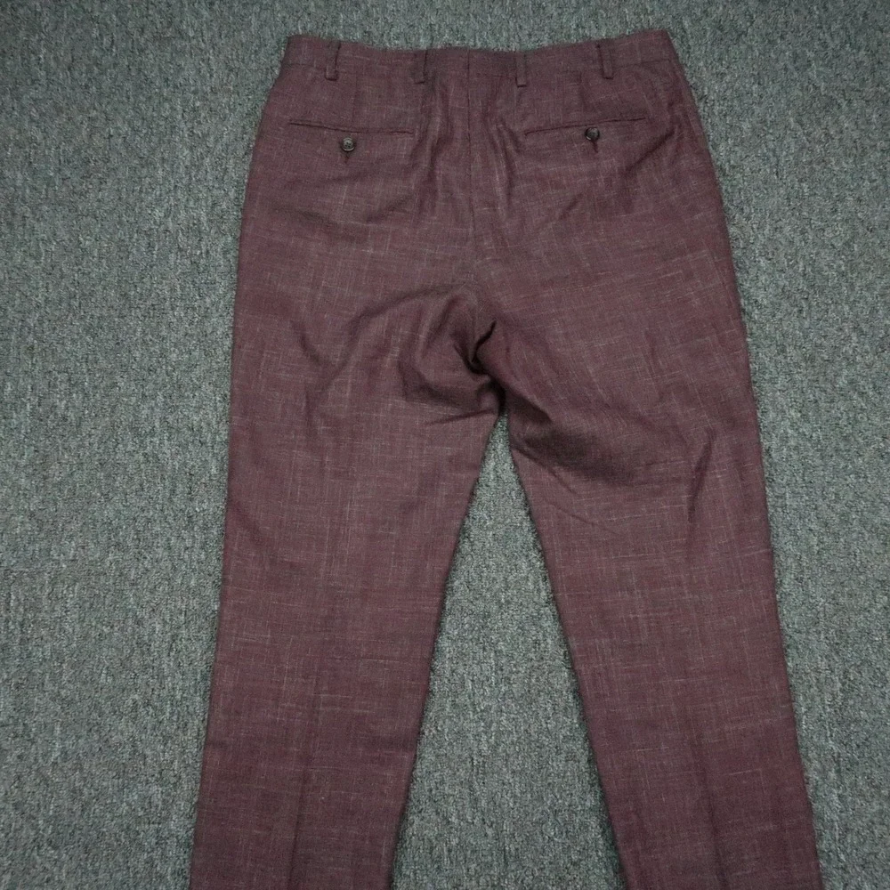 Suitsupply Pants Mens 38x32 Red Soho Turn Up Wool Silk Linen Straight Formal
